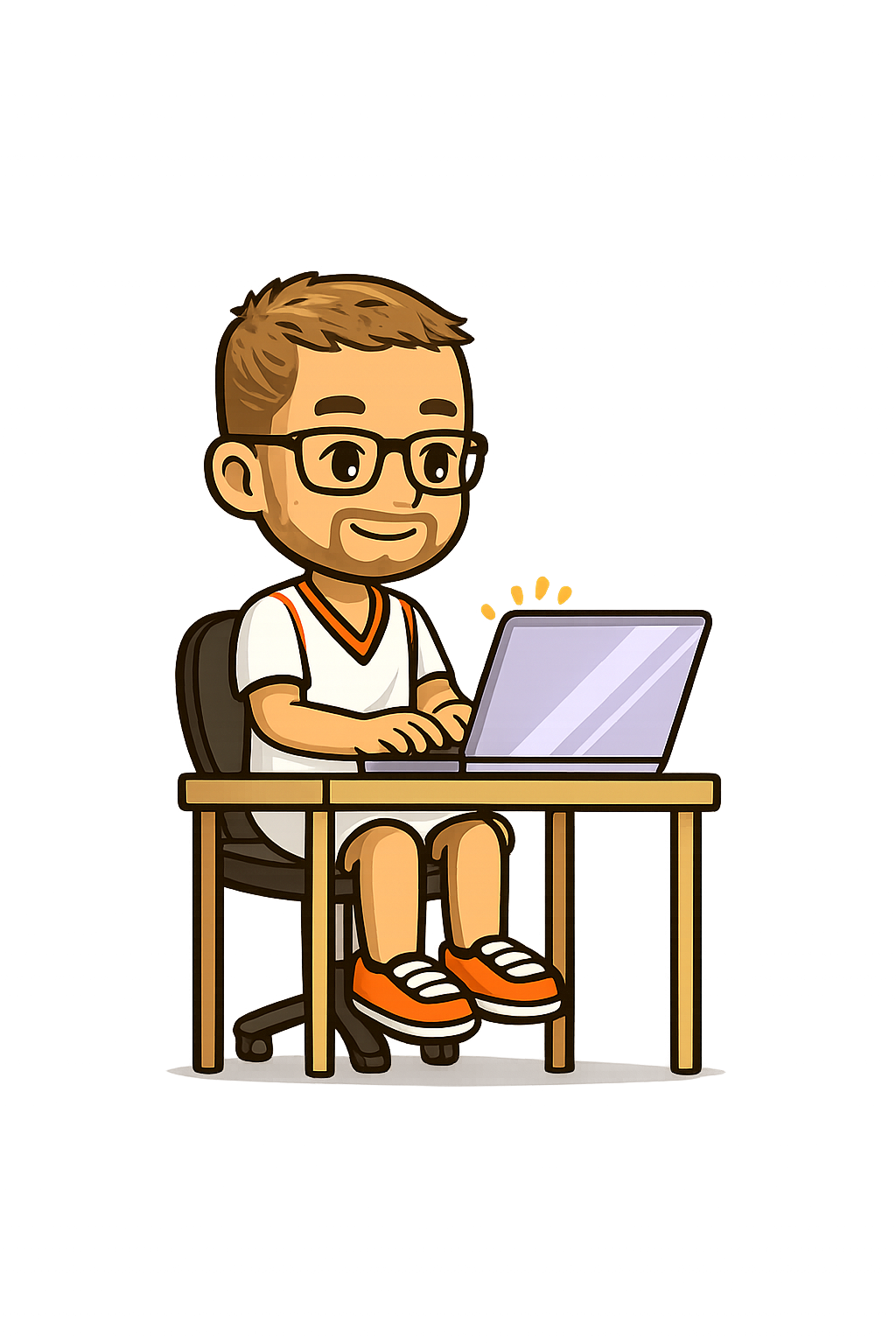 Ali Raza typing at a laptop